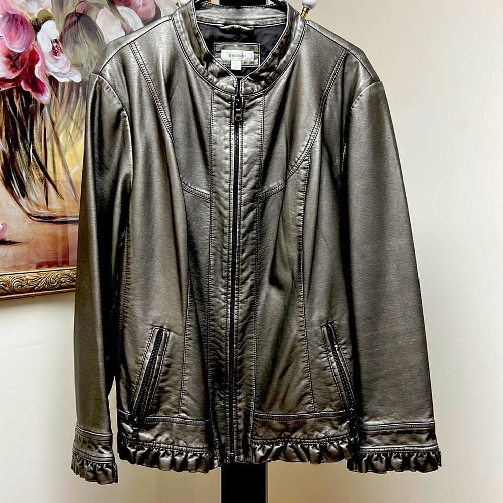 DRESS BARN PLUS SIZE FAUX LEATHER JACKET